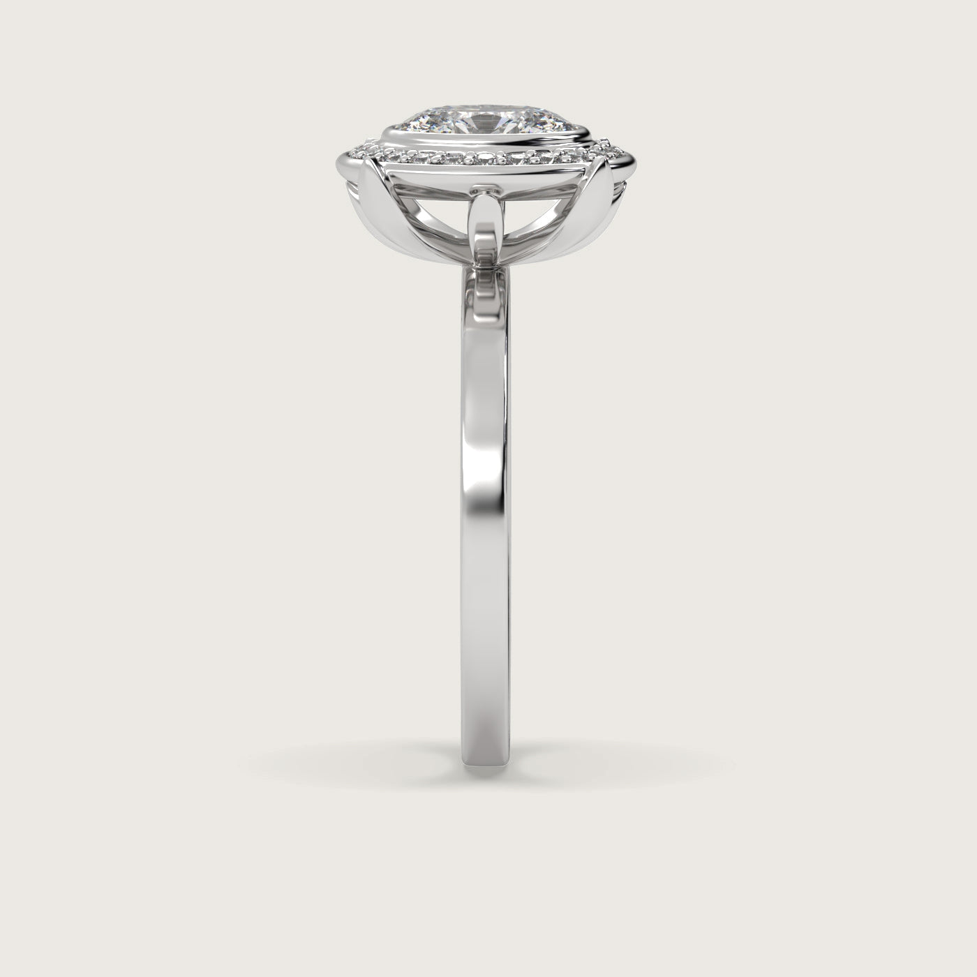 Oval Diamond Halo Engagement Ring in Fleur de Luce Setting