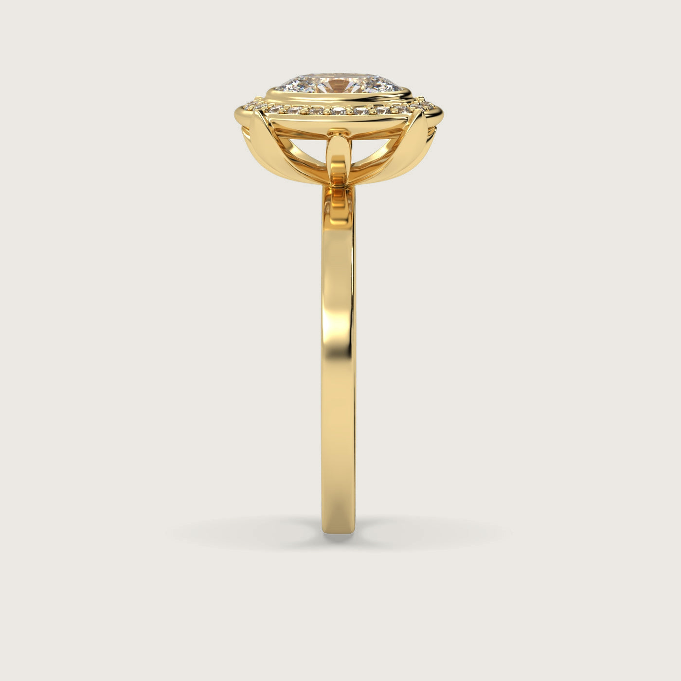 Oval Diamond Halo Engagement Ring in Fleur de Luce Setting