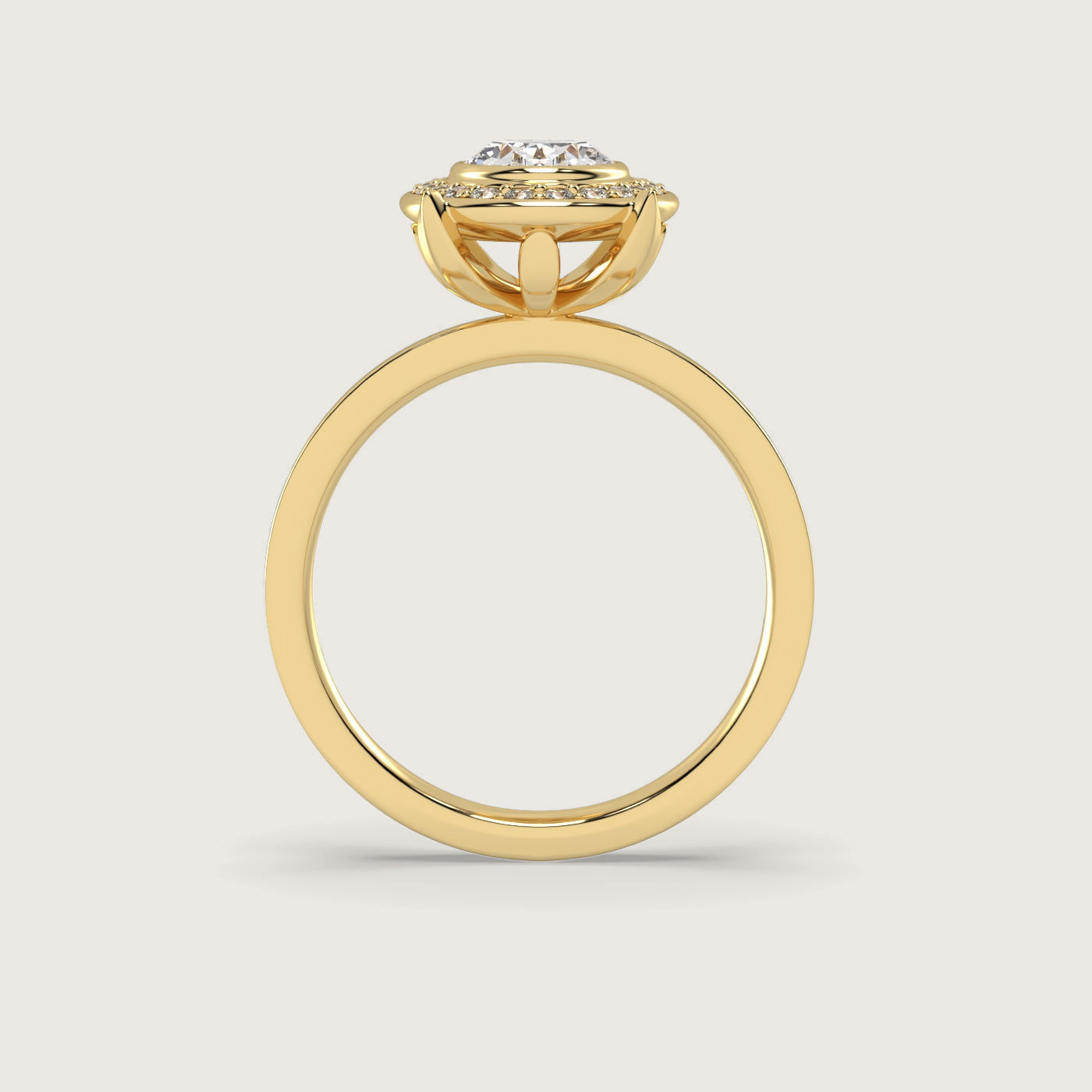 Oval Diamond Halo Engagement Ring in Fleur de Luce Setting