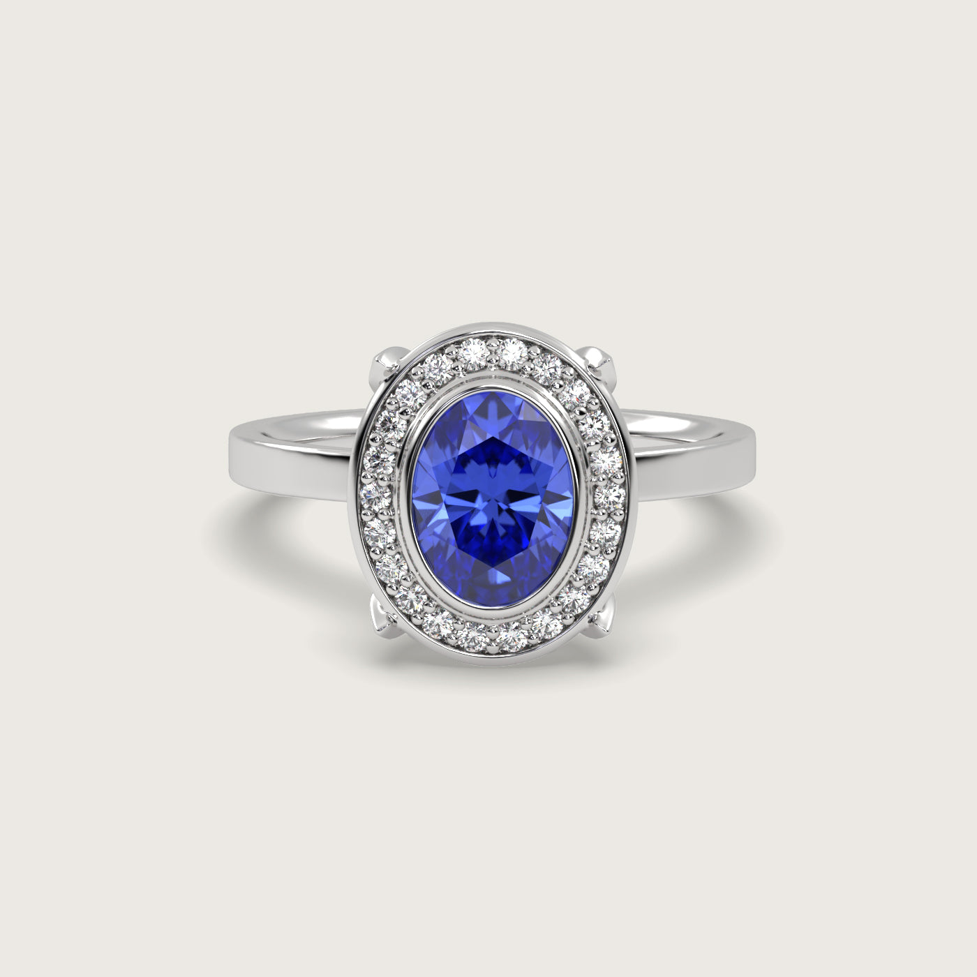 Sapphire Halo Engagement Ring in Fleur de Luce Setting
