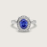 Sapphire Halo Engagement Ring in Fleur de Luce Setting