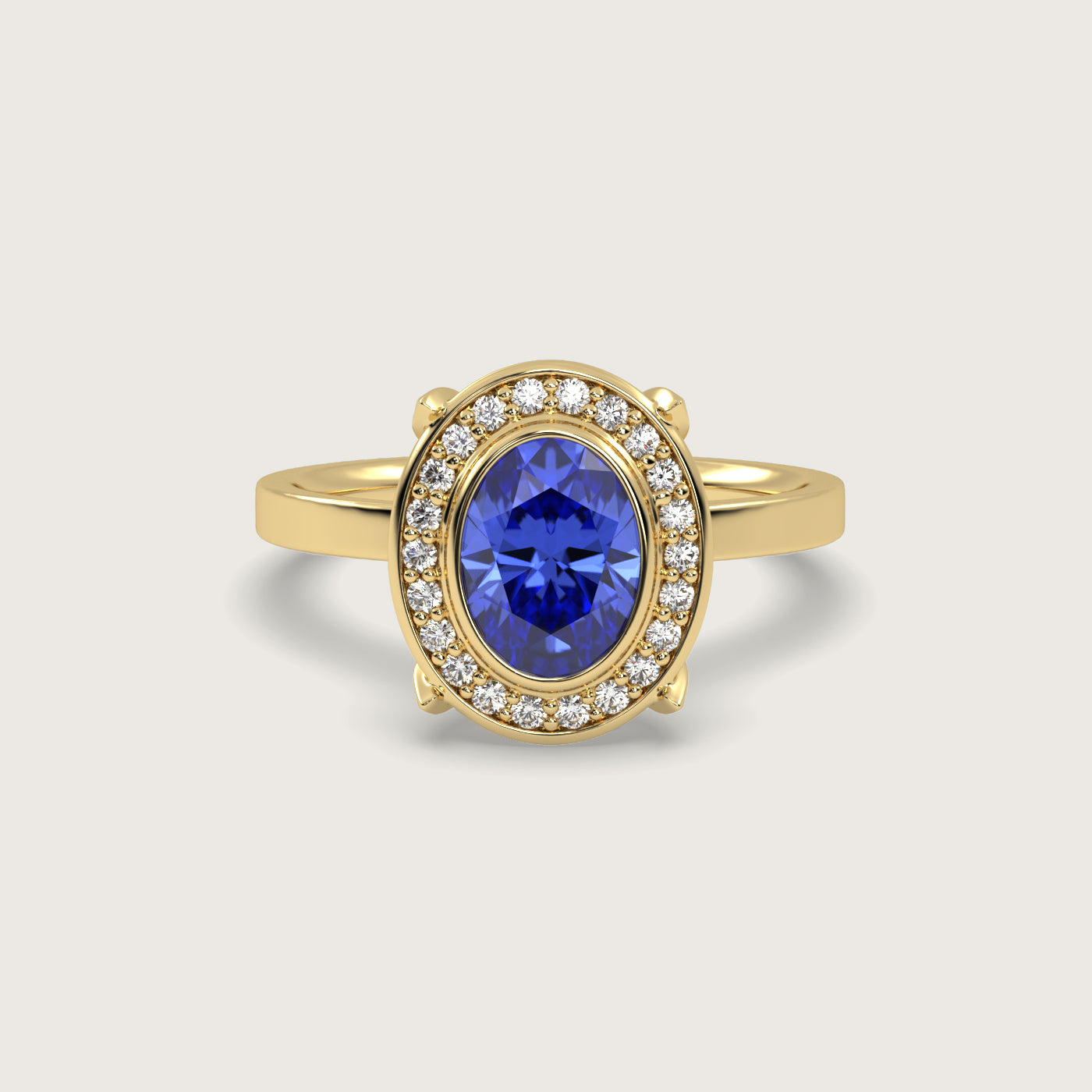 Sapphire Halo Engagement Ring in Fleur de Luce Setting