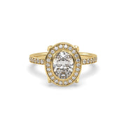 Oval Diamond Halo Engagement Ring in 18k Yellow Gold