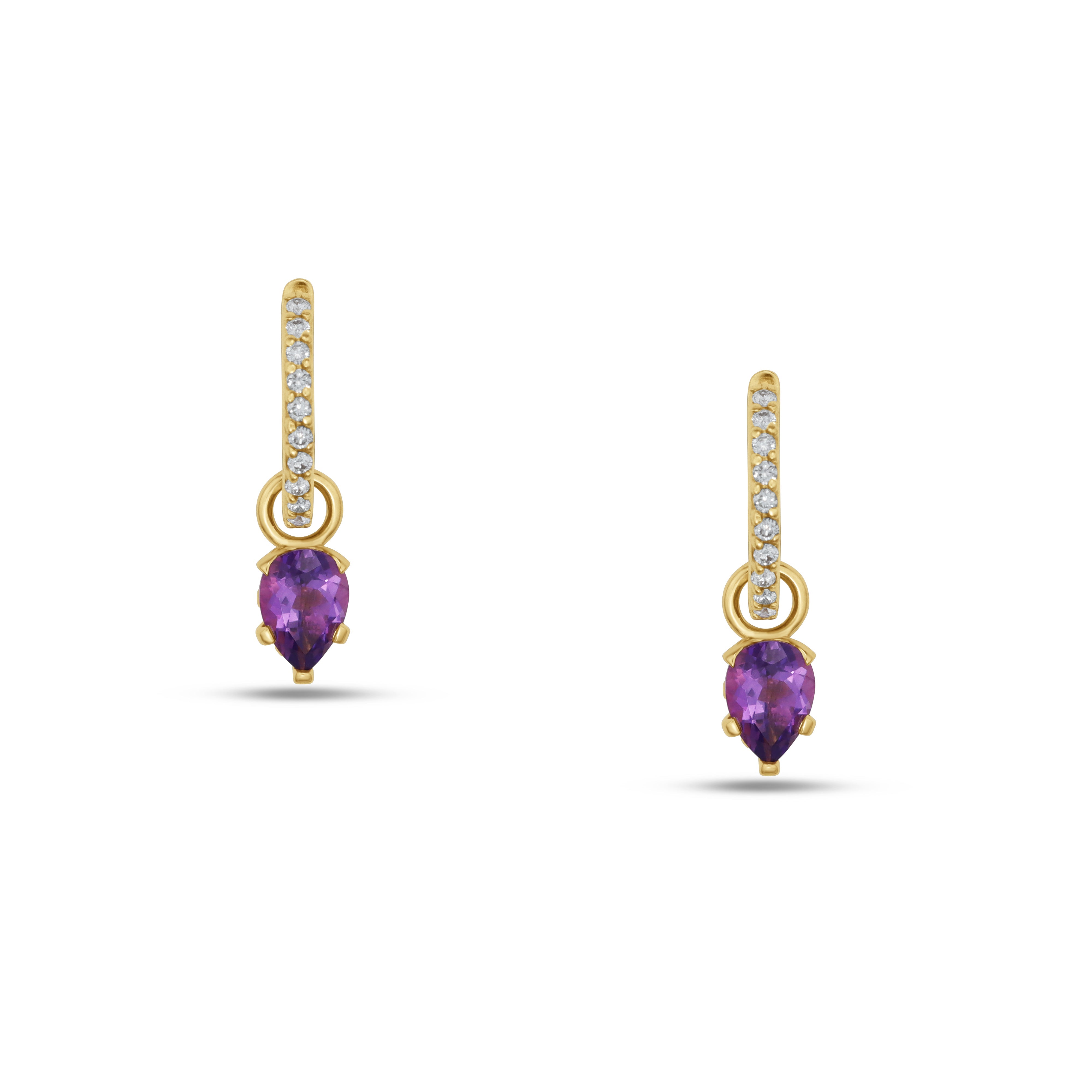 Fleur de Luce Amethyst Drop Earrings in 18k Yellow Gold