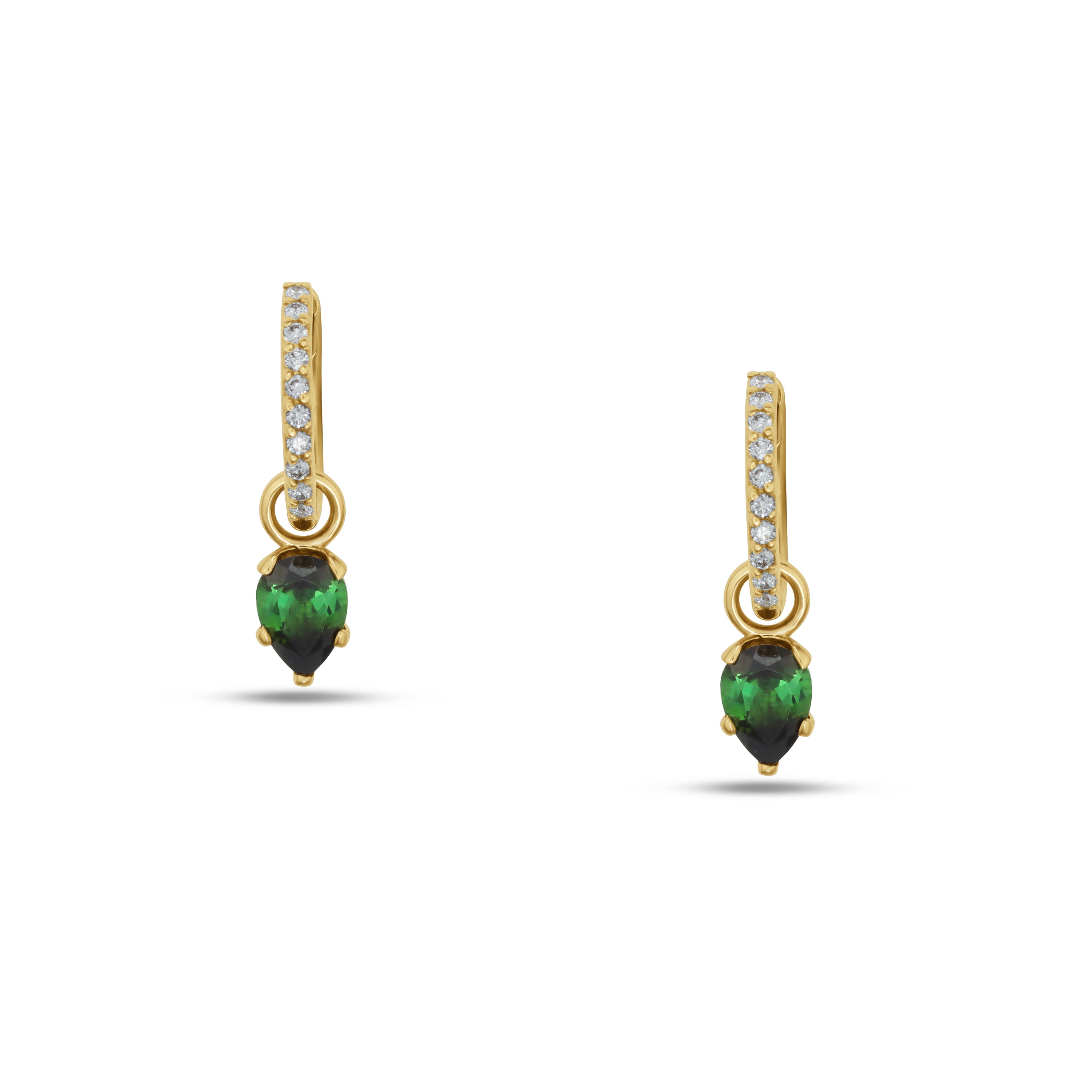 Fleur de Luce Green Tourmaline Drop Earrings in 18k Yellow Gold