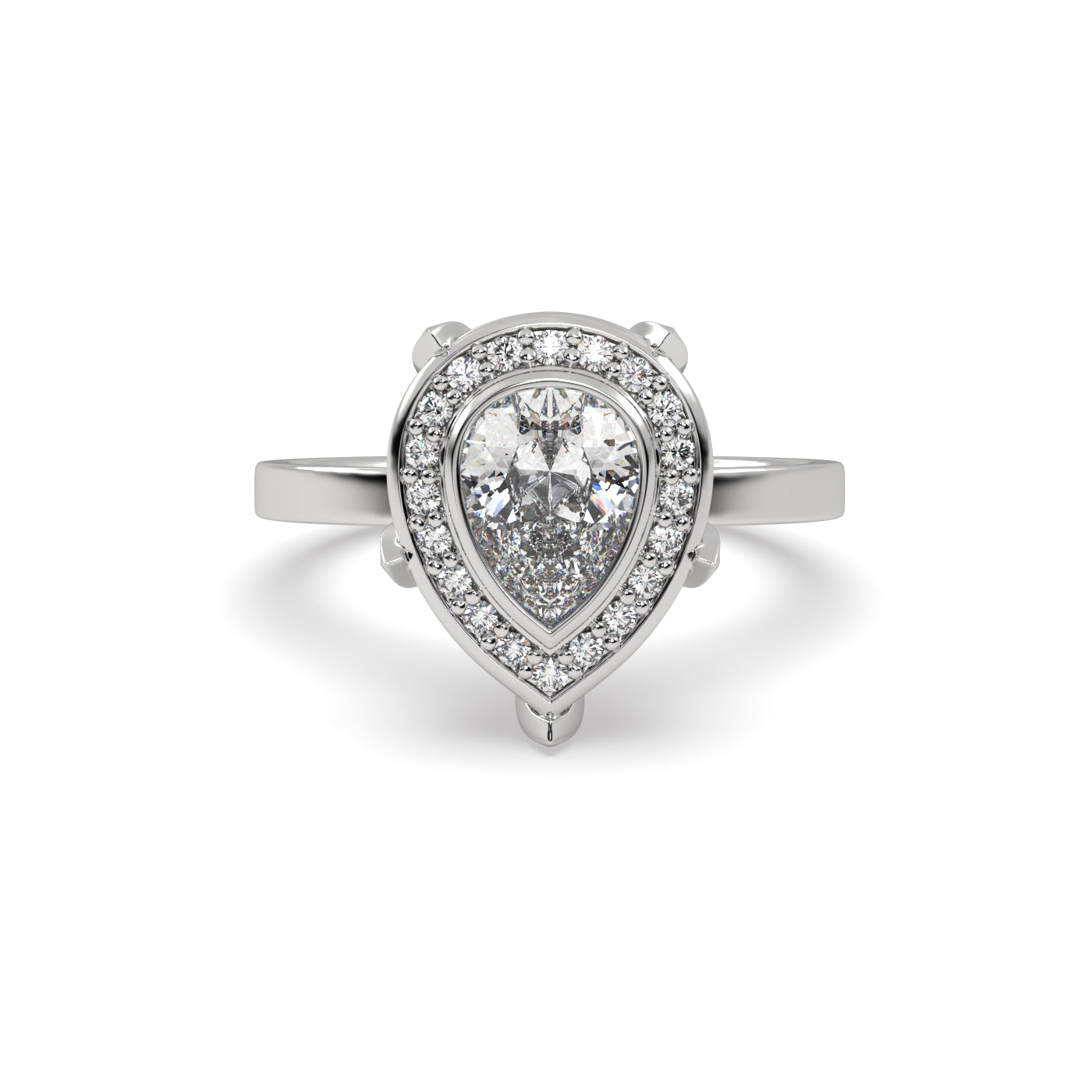 Fleur de Luce 1ct Pear Shape Diamond Halo Engagement Ring
