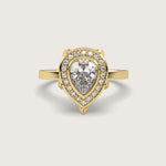 Pear Shape Diamond Halo Engagement Ring in Fleur de Luce Setting