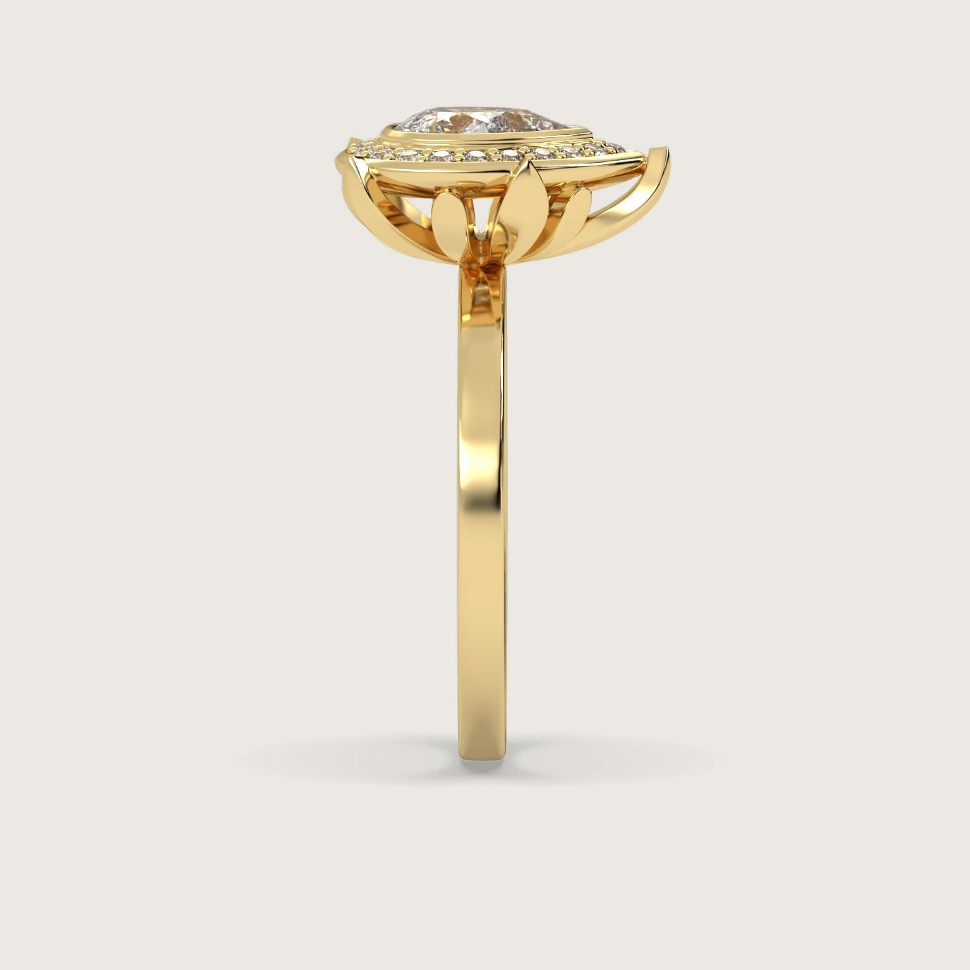 Pear Shape Diamond Halo Engagement Ring in Fleur de Luce Setting