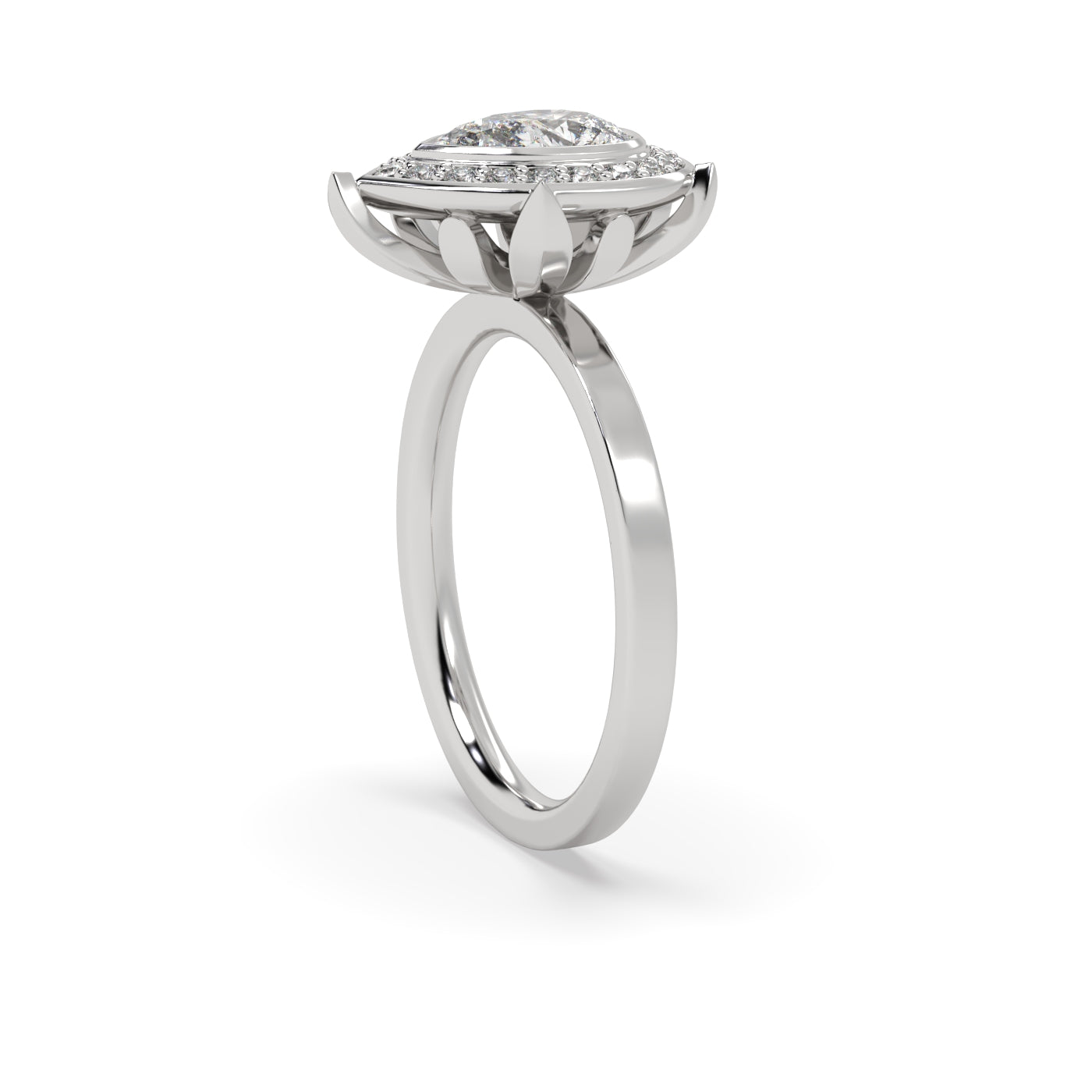 Fleur de Luce 1ct Pear Shape Diamond Halo Engagement Ring