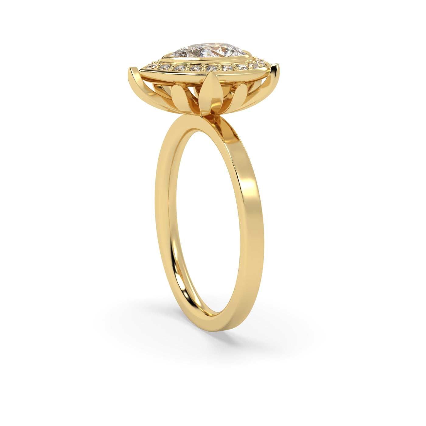 Fleur de Luce 1ct Pear Shape Diamond Halo Engagement Ring