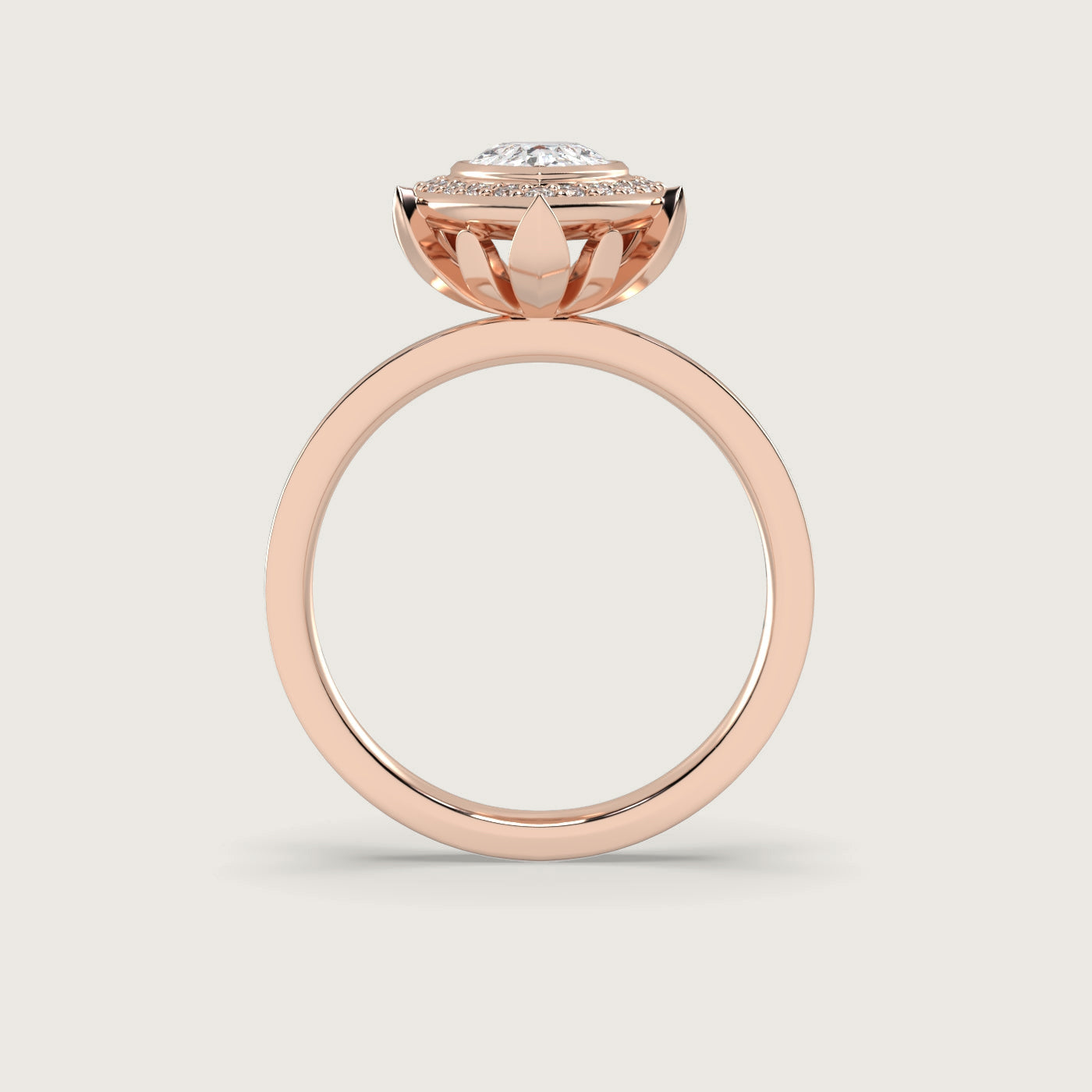 Pear Shape Diamond Halo Engagement Ring in Fleur de Luce Setting
