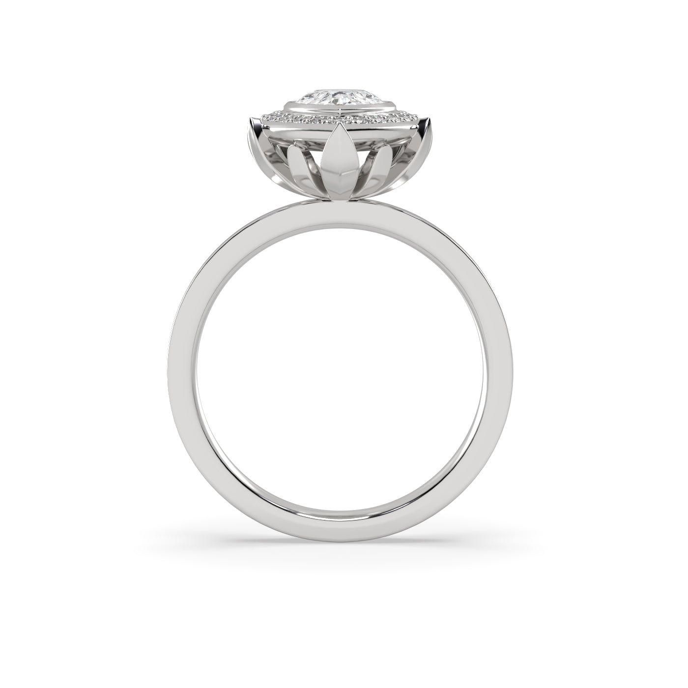 Fleur de Luce 1ct Pear Shape Diamond Halo Engagement Ring