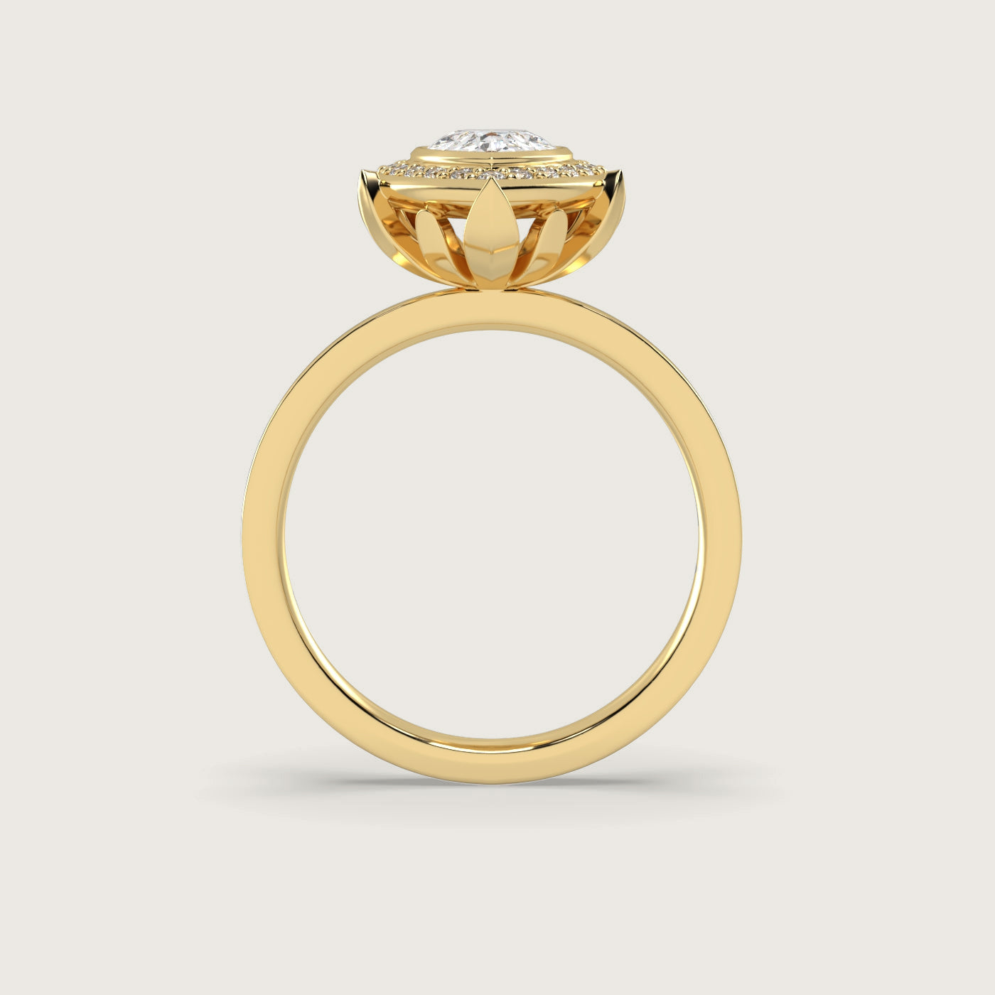 Pear Shape Diamond Halo Engagement Ring in Fleur de Luce Setting