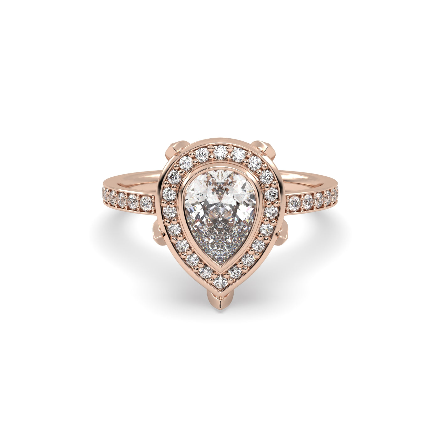 Fleur de Luce 1ct Pear Shape Diamond Halo Engagement Ring