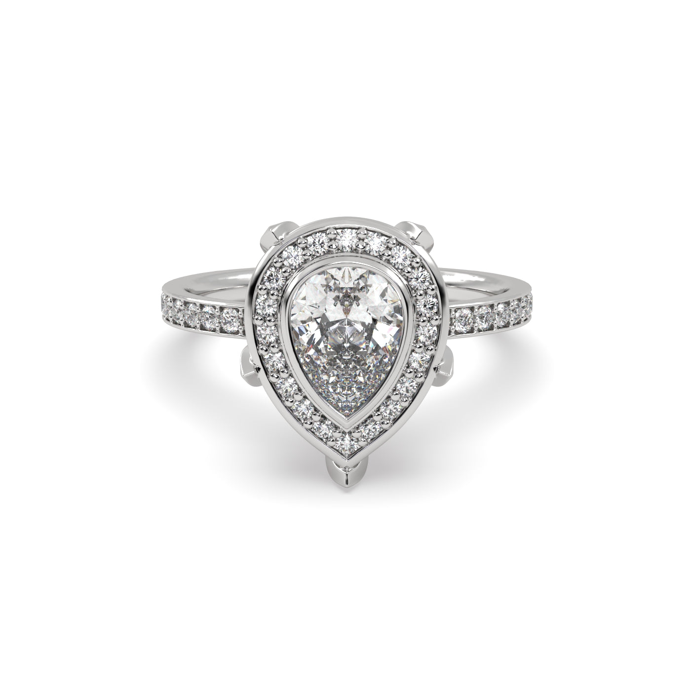Fleur de Luce 1ct Pear Shape Diamond Halo Engagement Ring