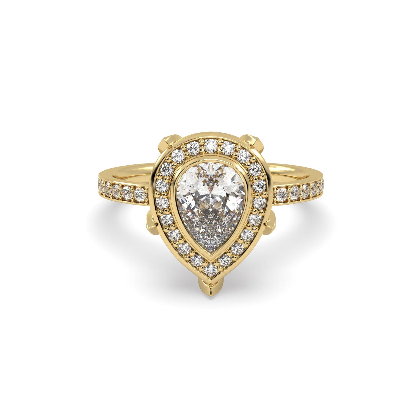 Fleur de Luce 1ct Pear Shape Diamond Halo Engagement Ring