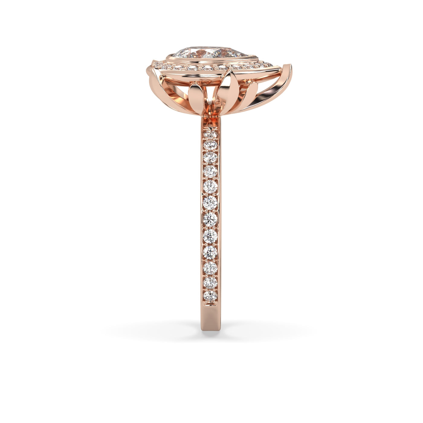 Fleur de Luce 1ct Pear Shape Diamond Halo Engagement Ring