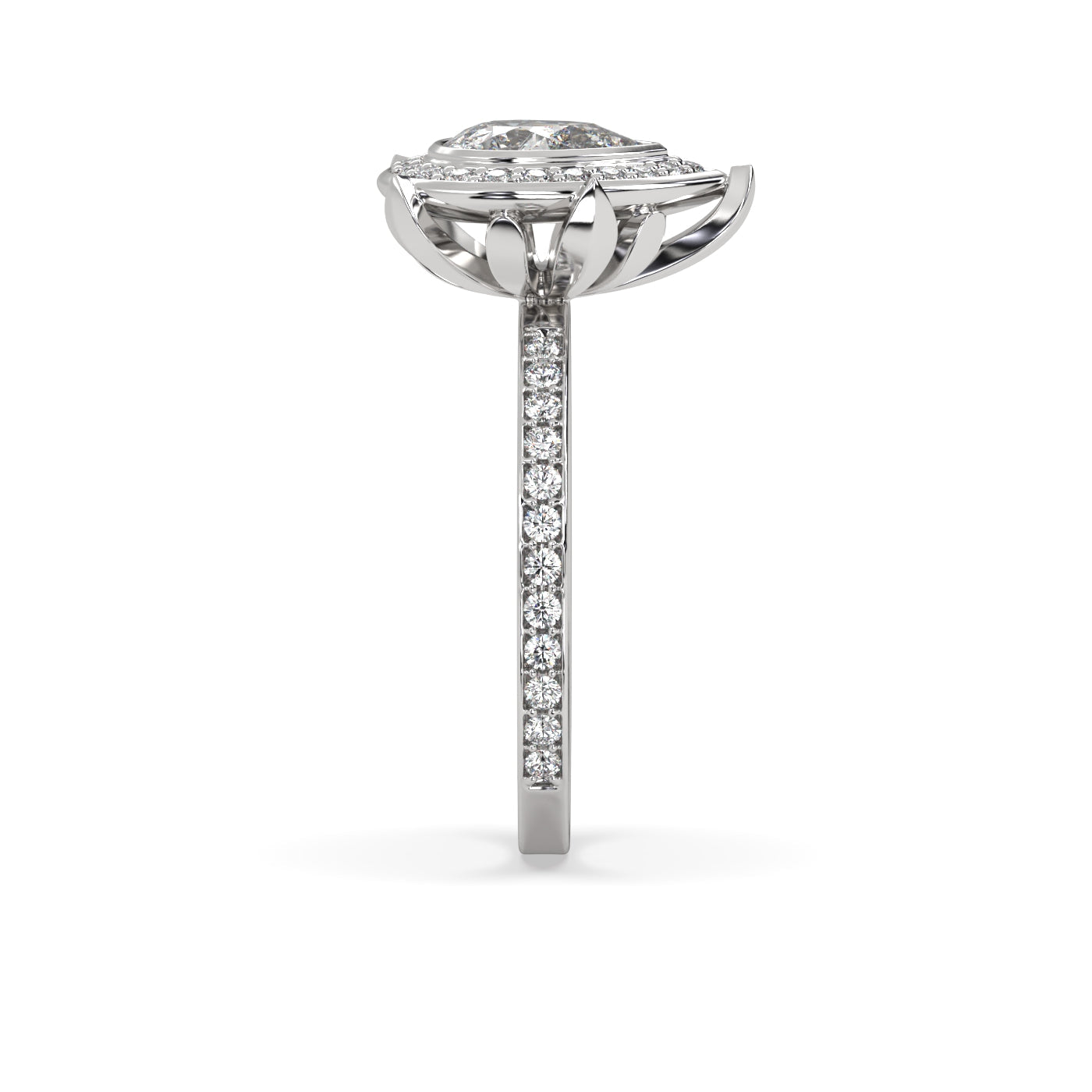 Fleur de Luce 1ct Pear Shape Diamond Halo Engagement Ring
