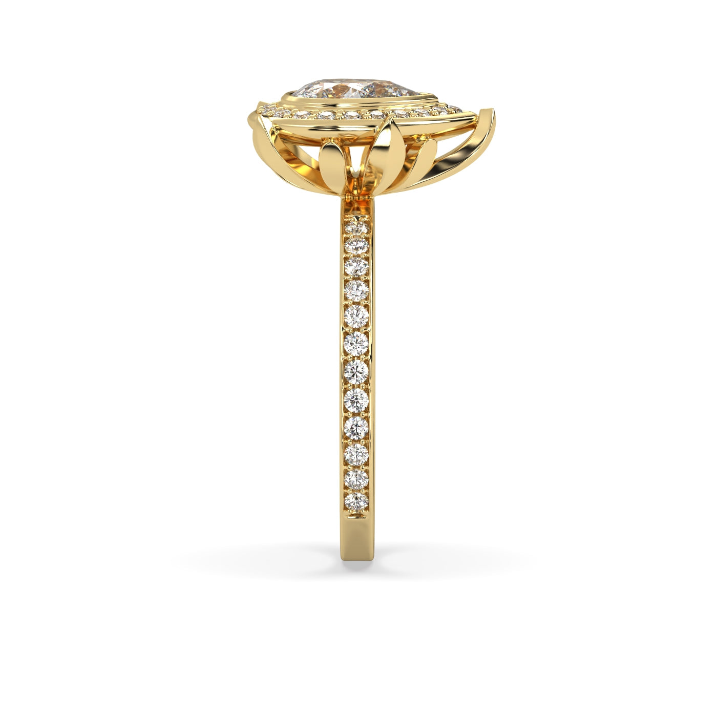 Fleur de Luce 1ct Pear Shape Diamond Halo Engagement Ring