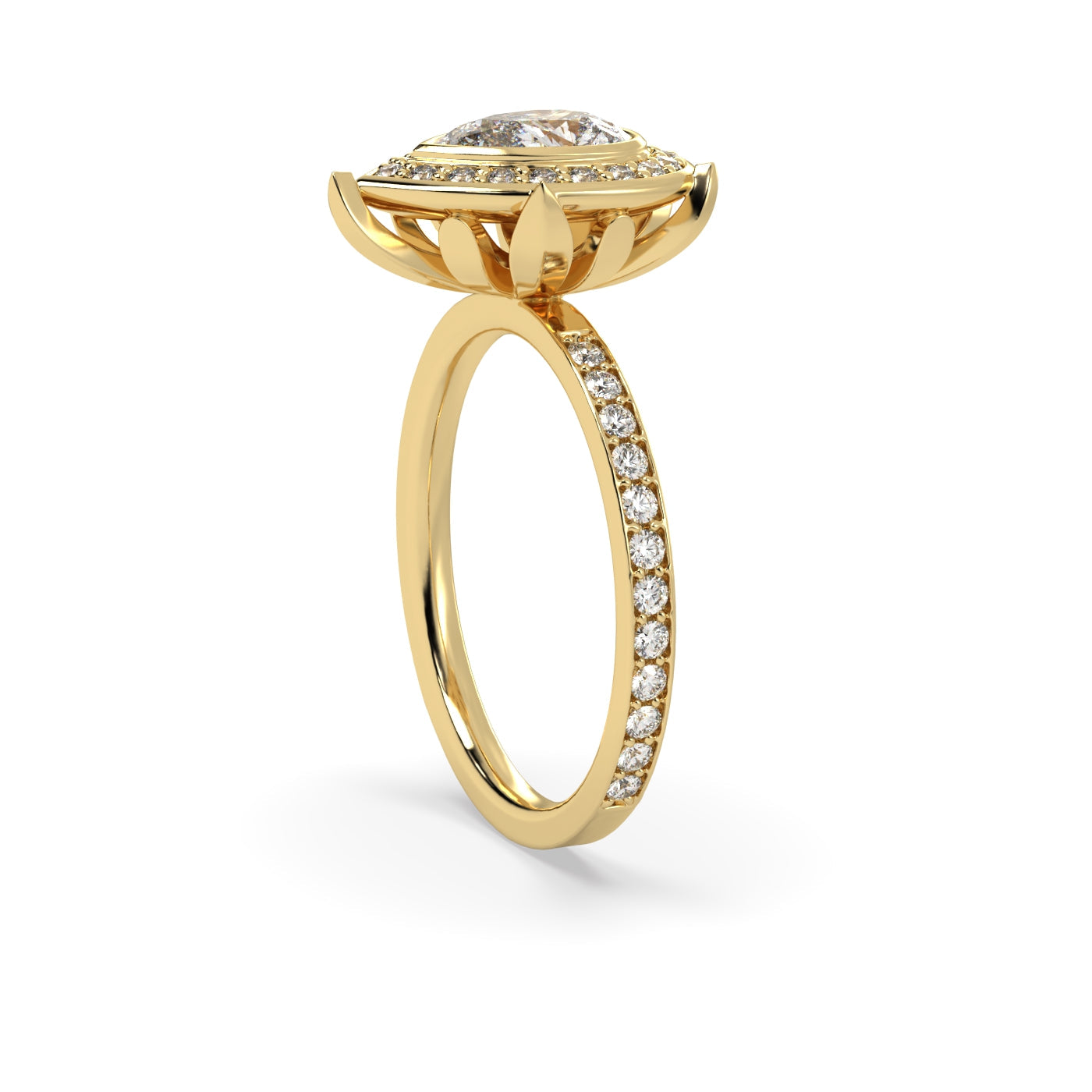 Fleur de Luce 1ct Pear Shape Diamond Halo Engagement Ring