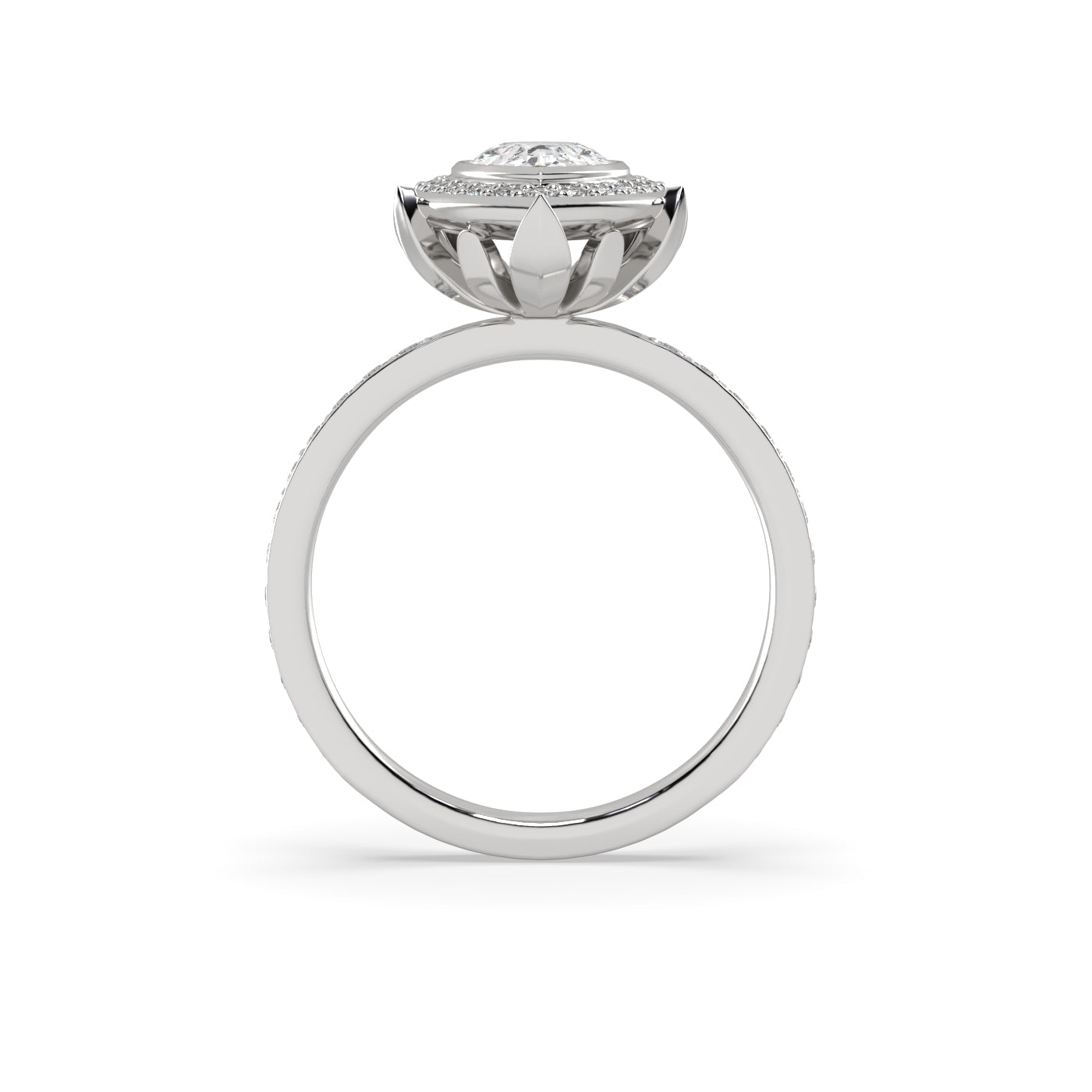 Fleur de Luce 1ct Pear Shape Diamond Halo Engagement Ring