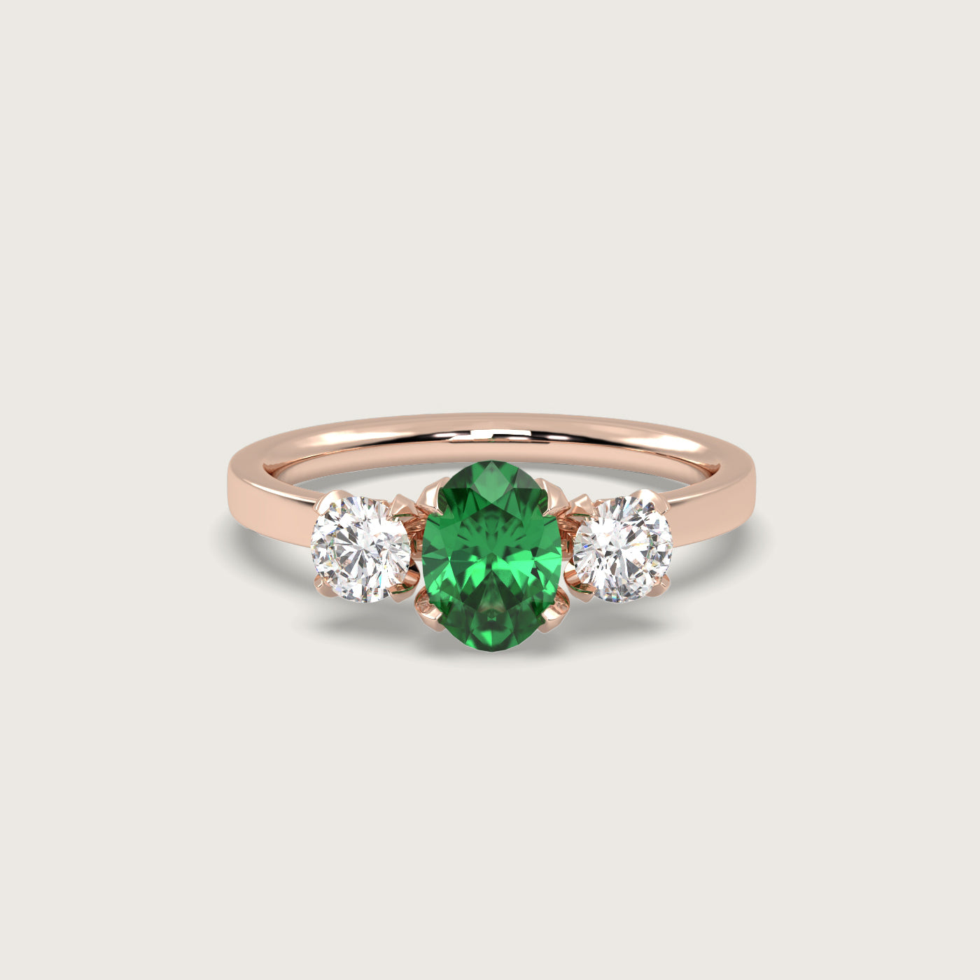 Oval Emerald and Diamond Engagement Ring in Fleur de Luce Setting