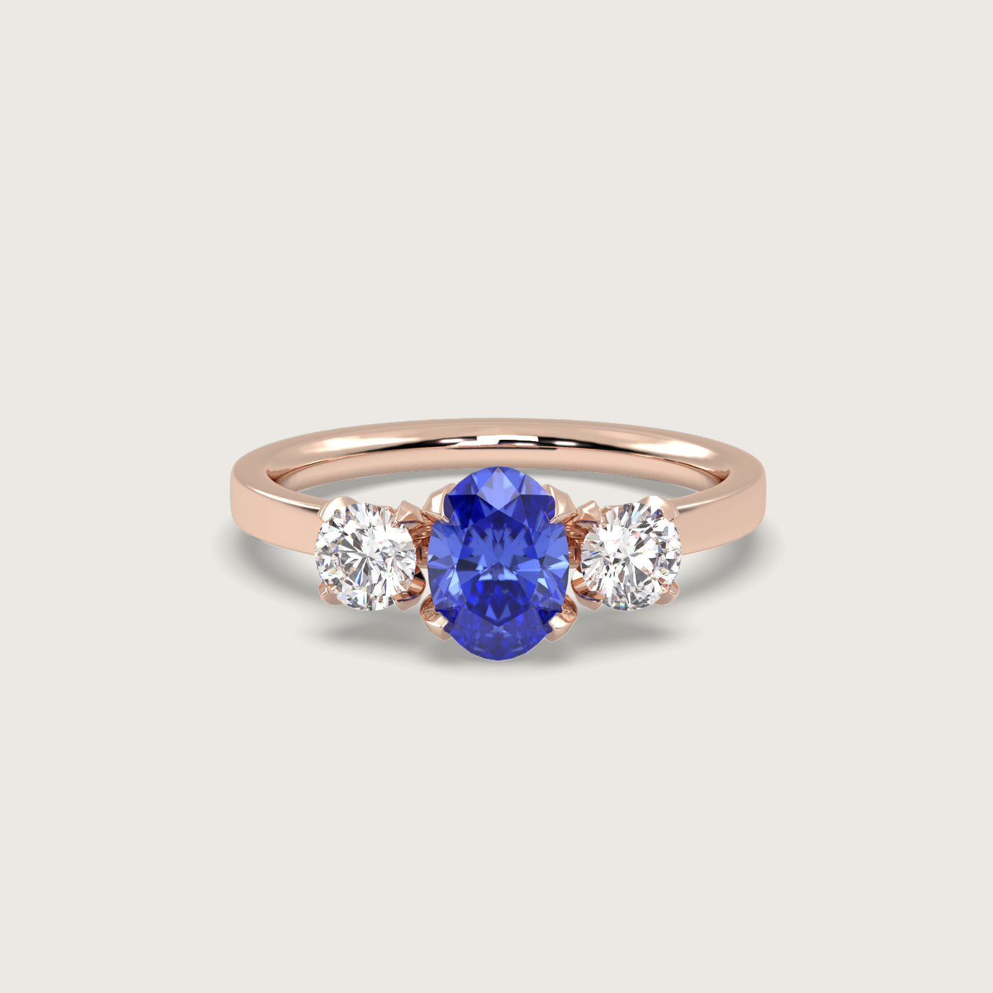 Oval Sapphire and Diamond Engagement Ring in Fleur de Luce Setting