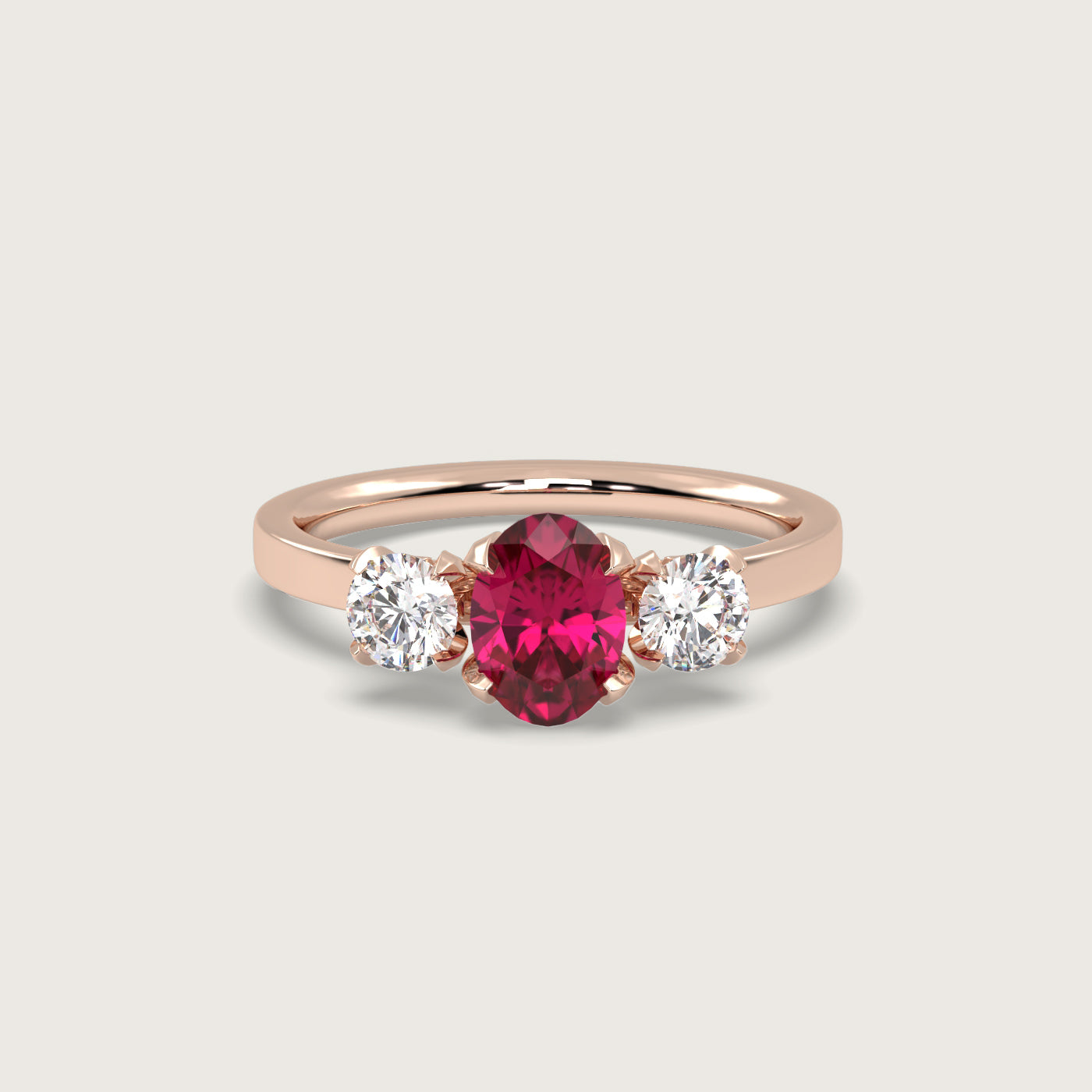 Oval Ruby and Diamond Engagement Ring in Fleur de Luce Setting