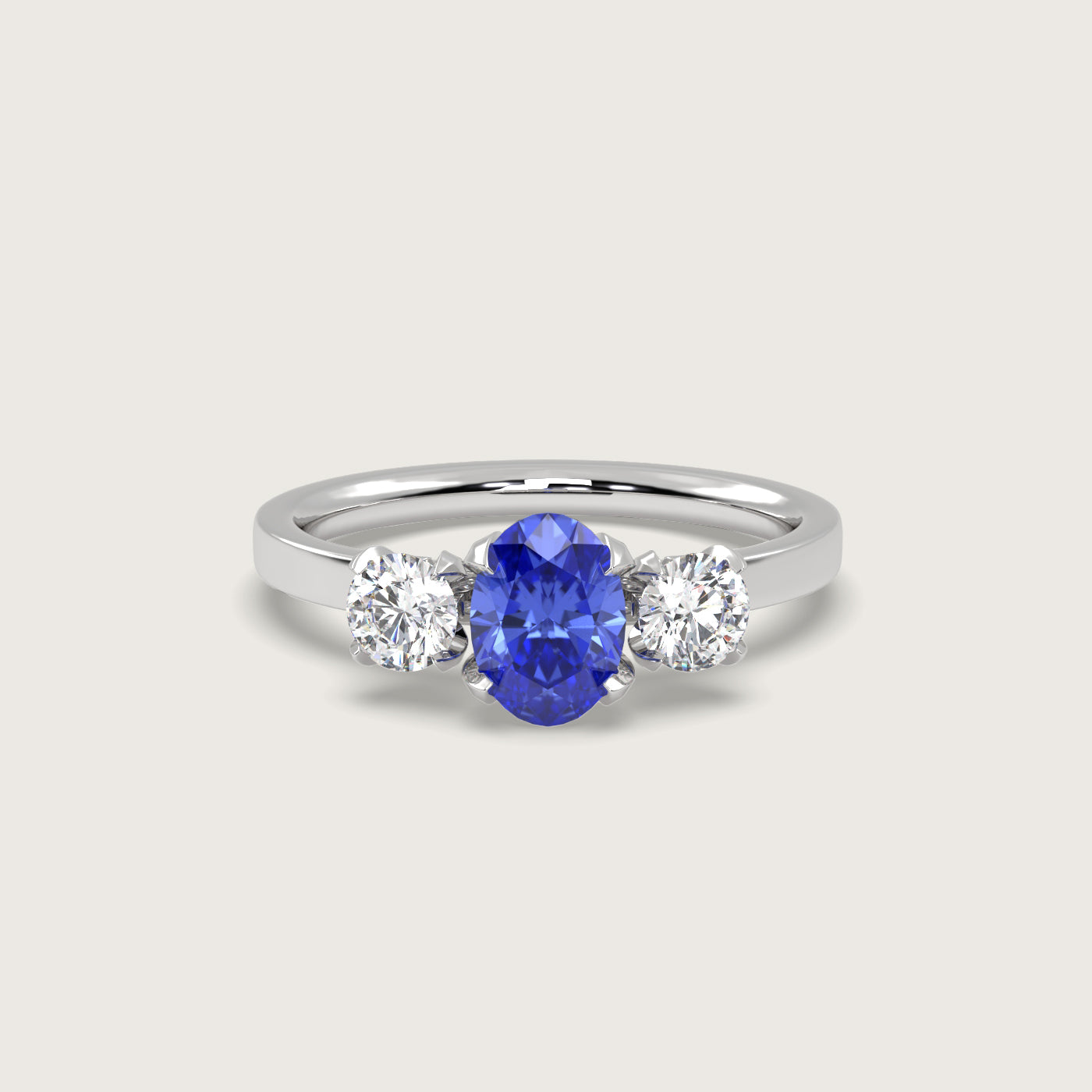 Oval Sapphire and Diamond Engagement Ring in Fleur de Luce Setting