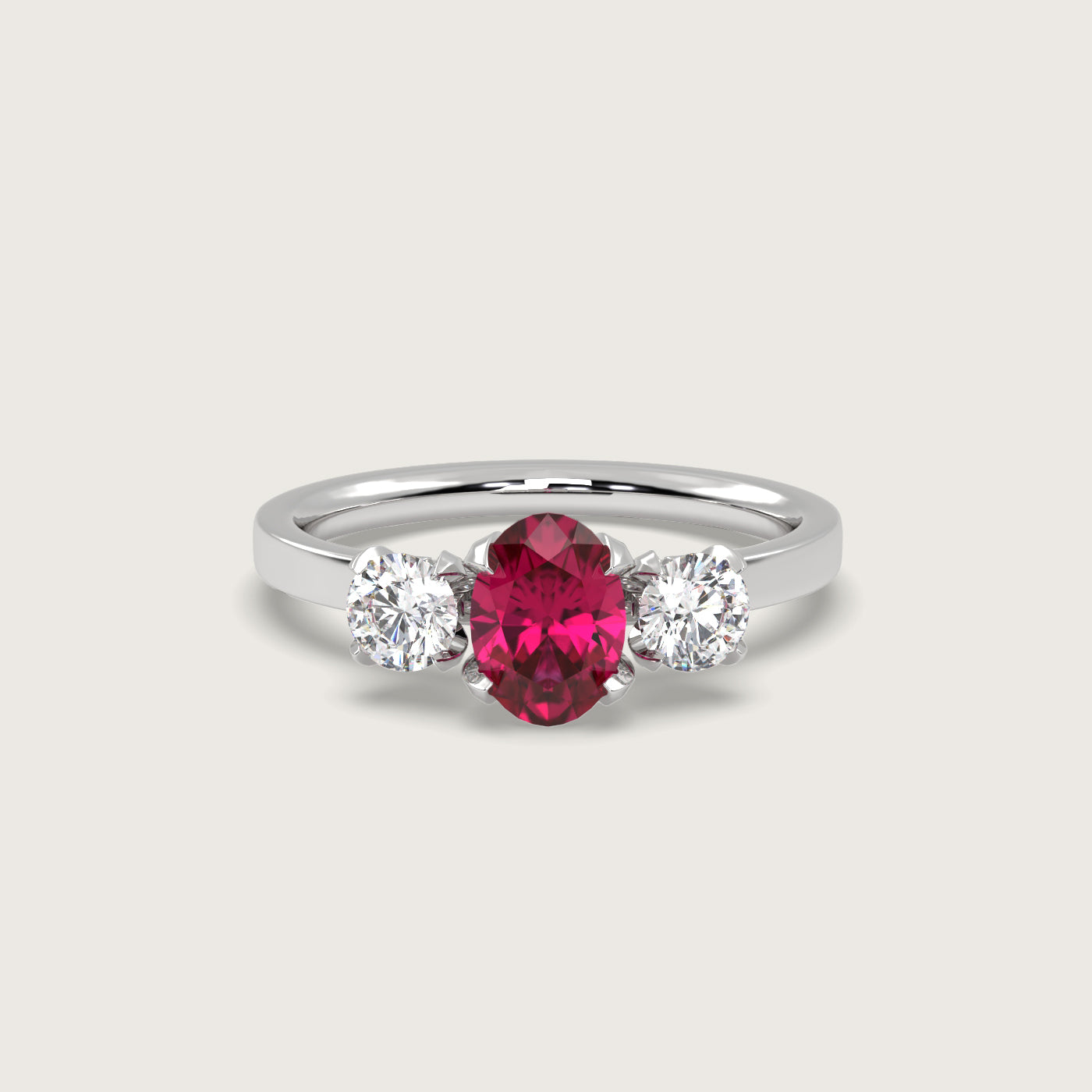 Oval Ruby and Diamond Engagement Ring in Fleur de Luce Setting