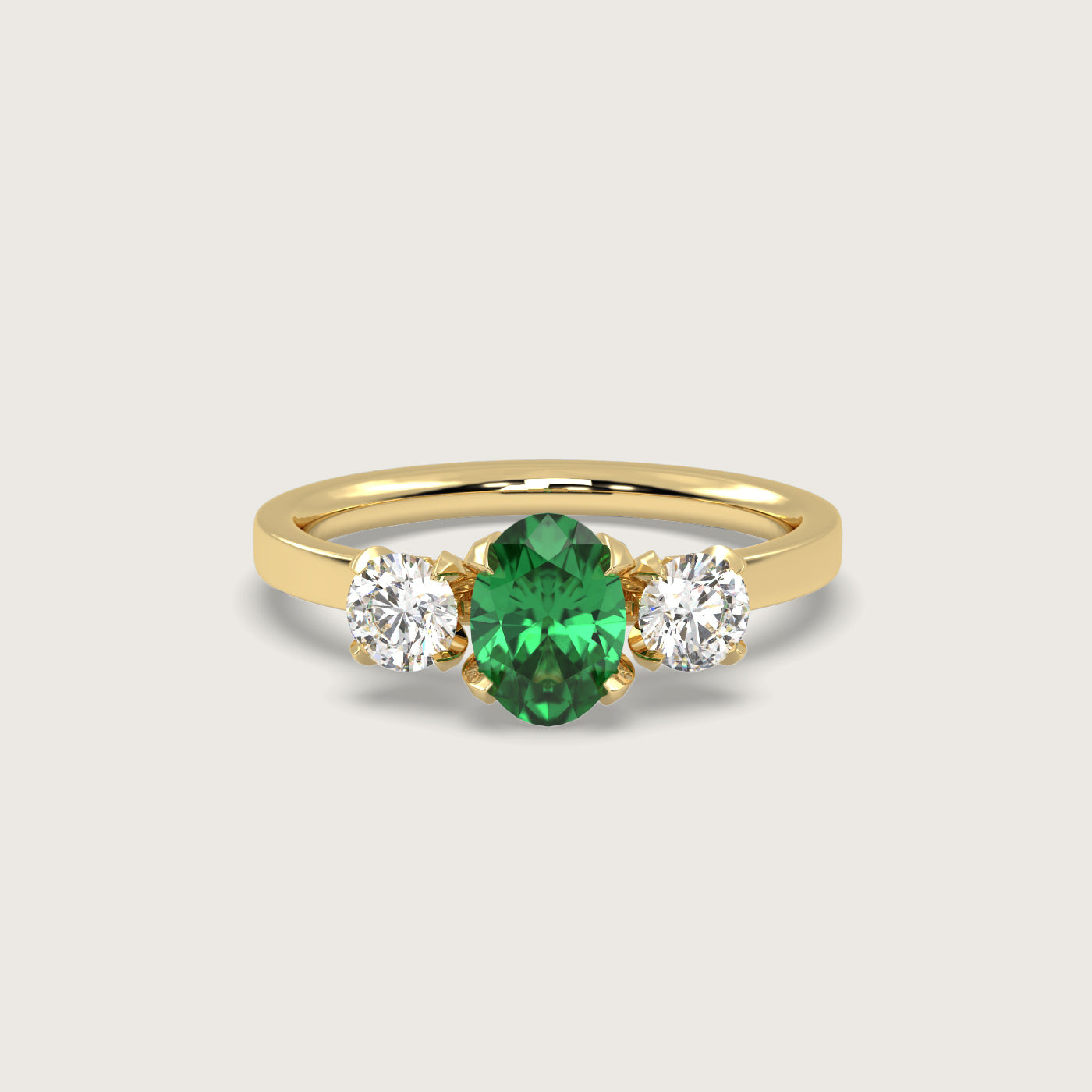 Oval Emerald and Diamond Engagement Ring in Fleur de Luce Setting