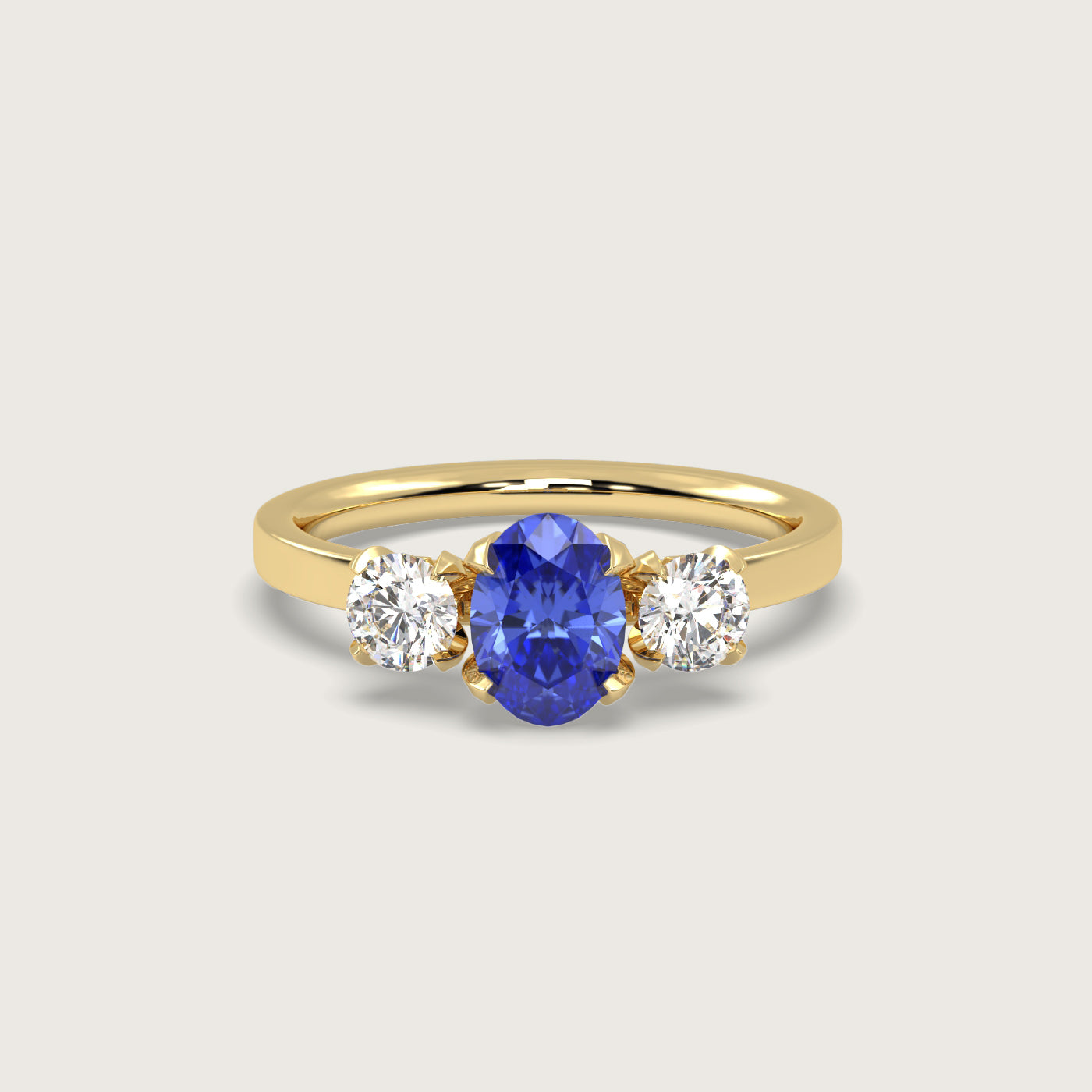Oval Sapphire and Diamond Engagement Ring in Fleur de Luce Setting