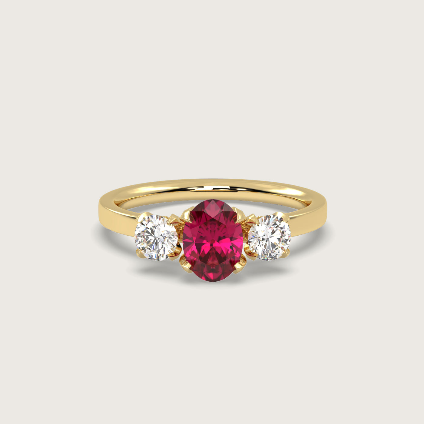 Oval Ruby and Diamond Engagement Ring in Fleur de Luce Setting