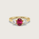 Oval Ruby and Diamond Engagement Ring in Fleur de Luce Setting