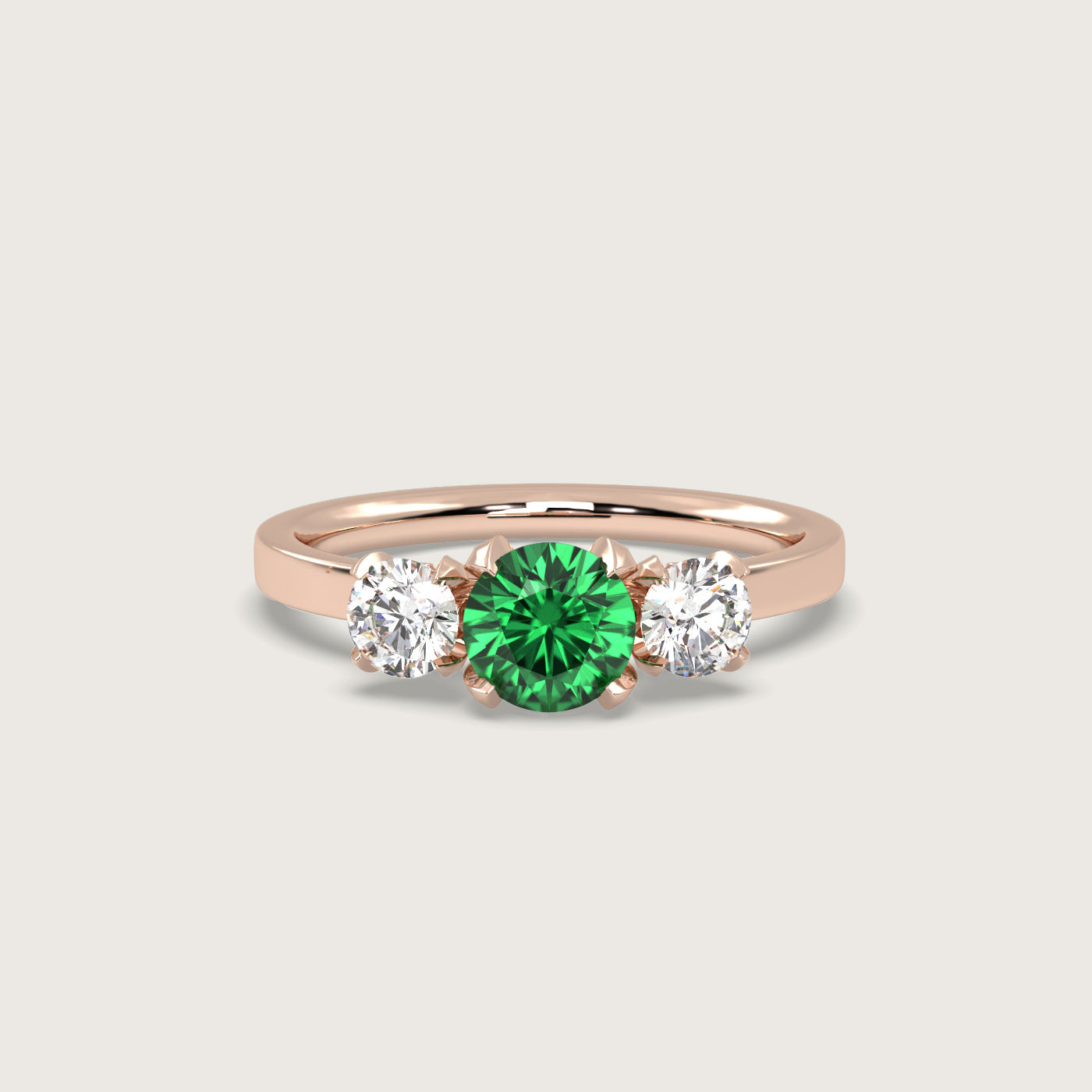 Emerald and Diamond Trilogy Engagement Ring in Fleur de Luce Setting