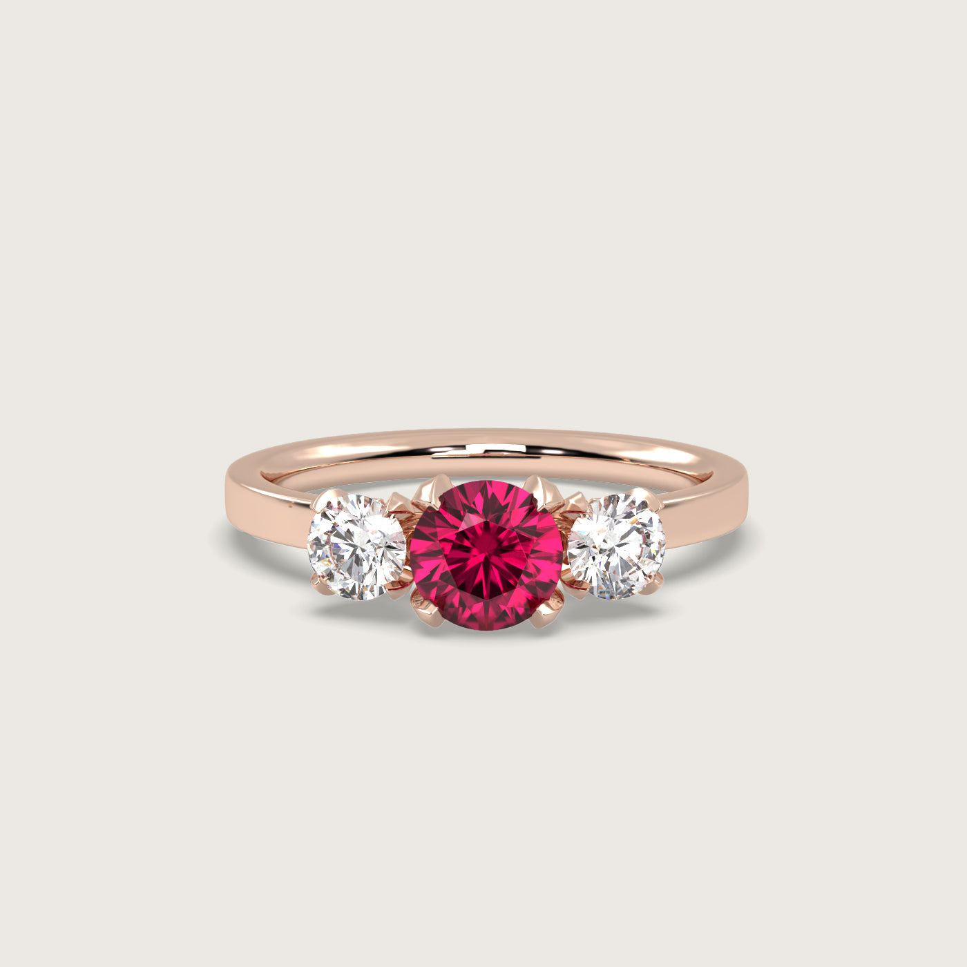Ruby and Diamond Trilogy Engagement Ring in Fleur de Luce Setting