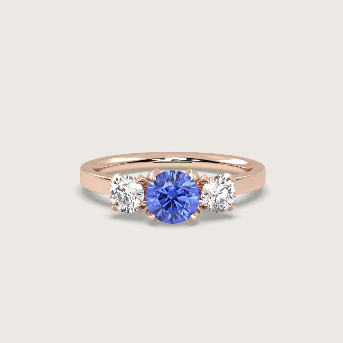 Sapphire and Diamond Trilogy Engagement Ring in Fleur de Luce Setting