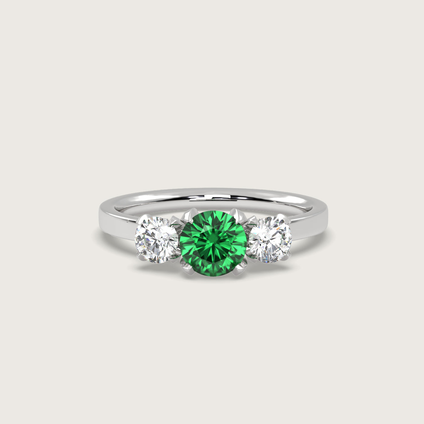 Emerald and Diamond Trilogy Engagement Ring in Fleur de Luce Setting