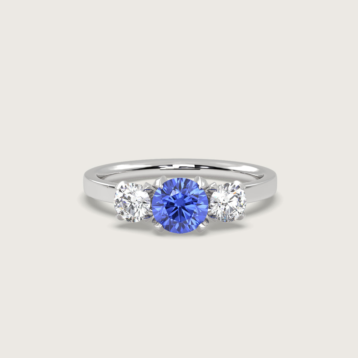 Sapphire and Diamond Trilogy Engagement Ring in Fleur de Luce Setting