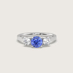 Sapphire and Diamond Trilogy Engagement Ring in Fleur de Luce Setting