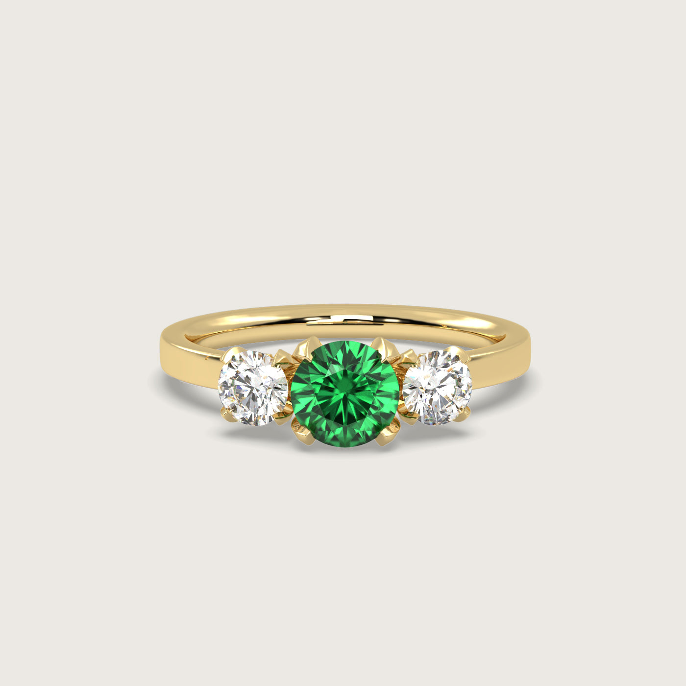 Emerald and Diamond Trilogy Engagement Ring in Fleur de Luce Setting