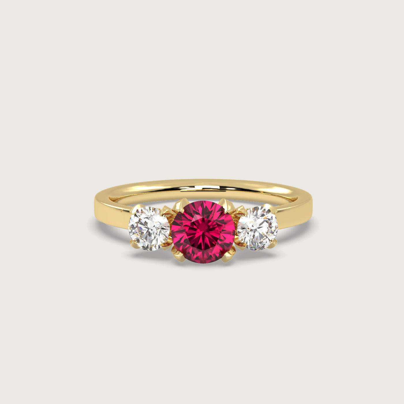Ruby and Diamond Trilogy Engagement Ring in Fleur de Luce Setting