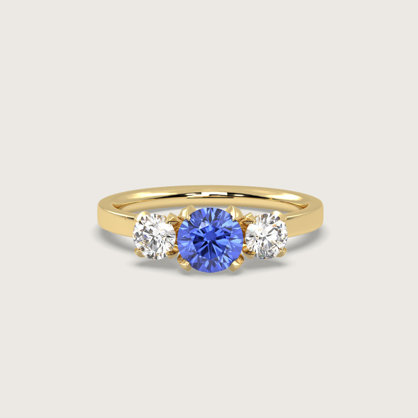 Sapphire and Diamond Trilogy Engagement Ring in Fleur de Luce Setting