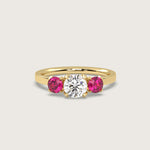 Diamond and Ruby Trilogy Engagement Ring in Fleur de Luce Setting