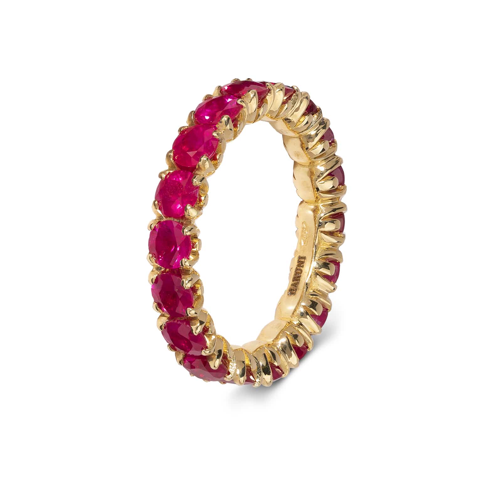 Eternity Ring: Round Ruby Eternity Band in 18k Yellow Gold