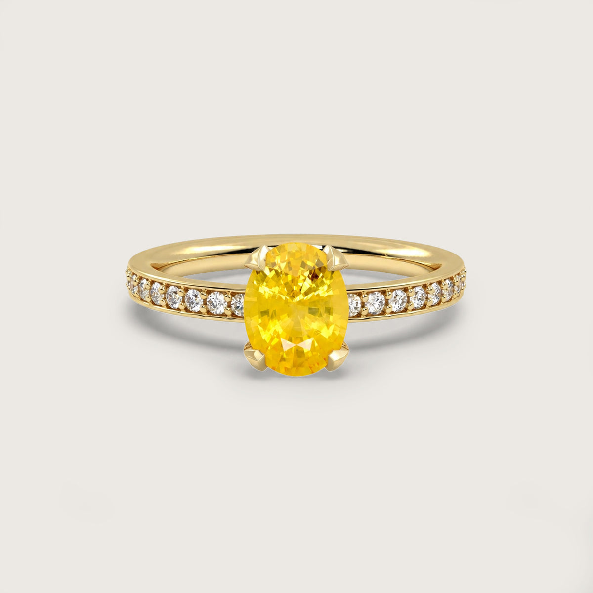 2.65ct Yellow Sapphire Fleur de Luce Solitaire Engagement Ring in 18k Yellow Gold