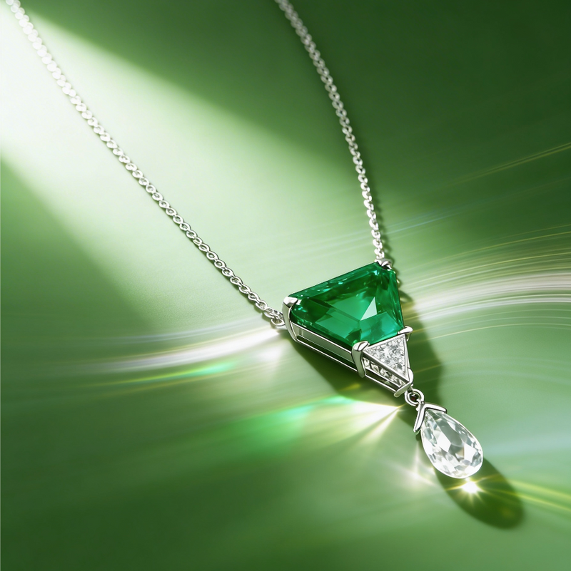 A Chance Encounter, Emerald and Diamond Necklace in Platinum