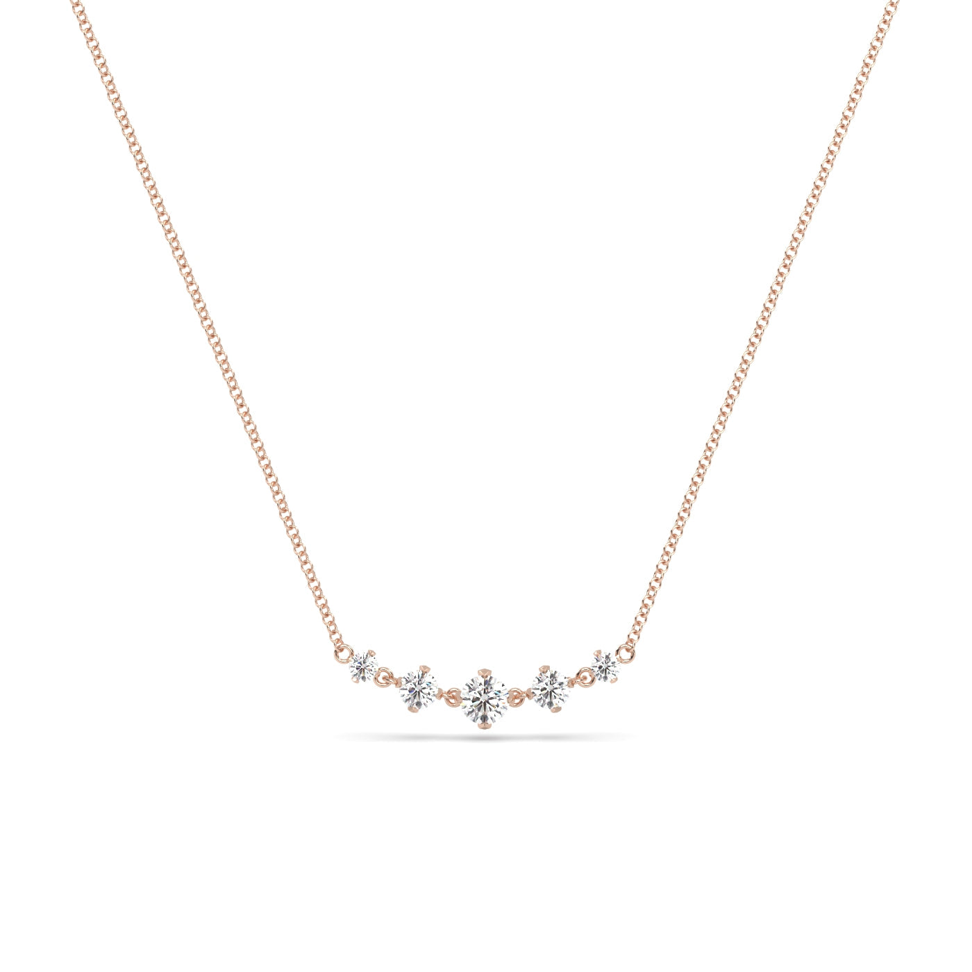 5 Stone Diamond Necklace in 18k Rose Gold