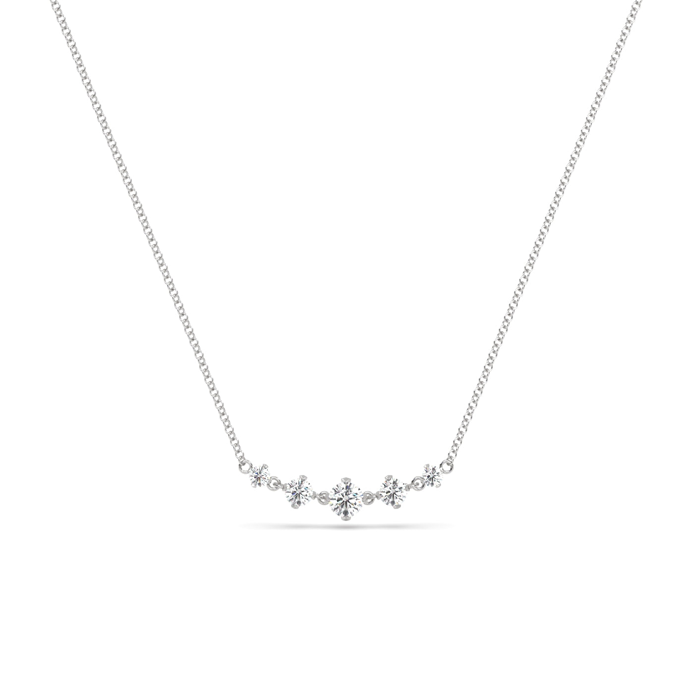 5 Stone Diamond Necklace in 18k White Gold