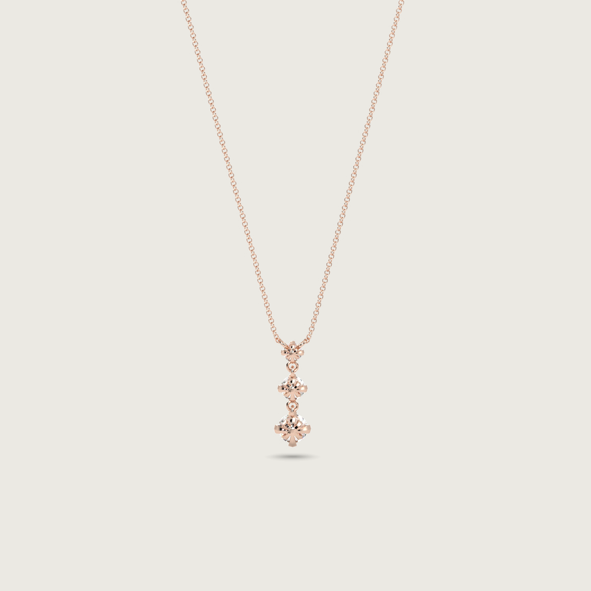 bespoke 3 stone diamond necklace - rose gold